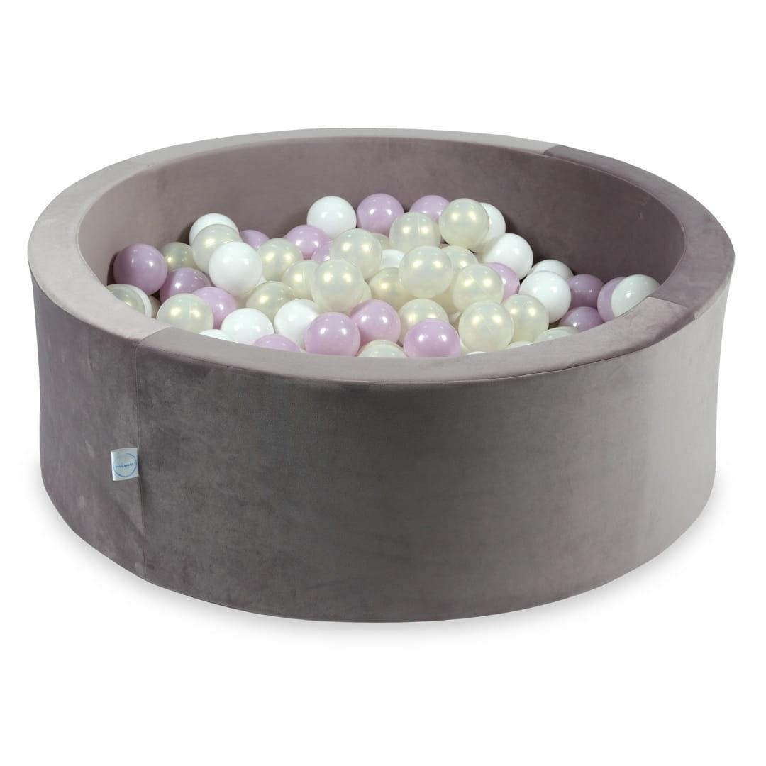 Ball Pit with balls 200pcs 90x30 velvet lilac: white, baby pink pearl, mermaid effect