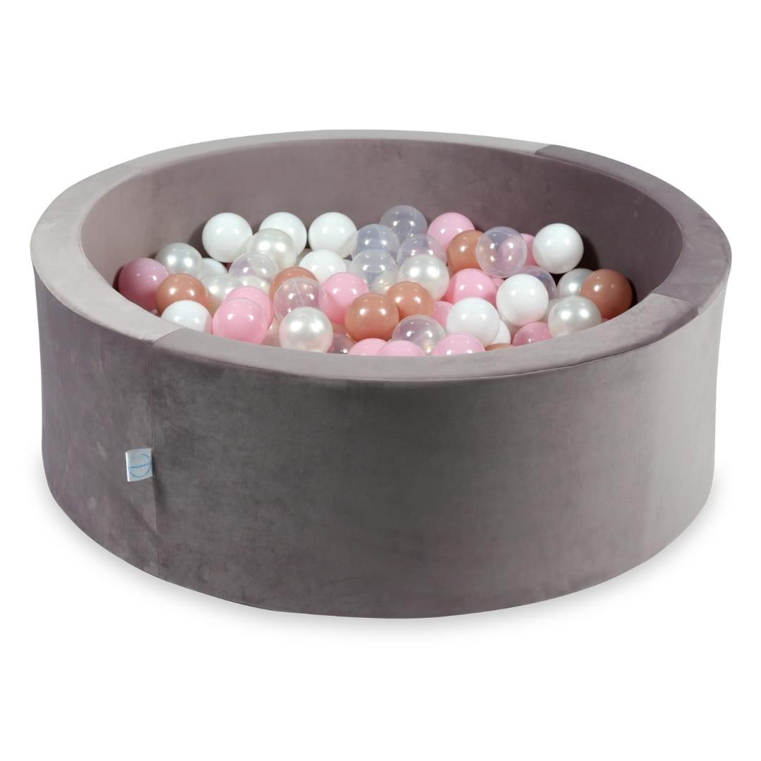 Ball Pit with balls 200pcs 90x30 velvet lilac: transparent, white, pearl, baby pink, rosegold