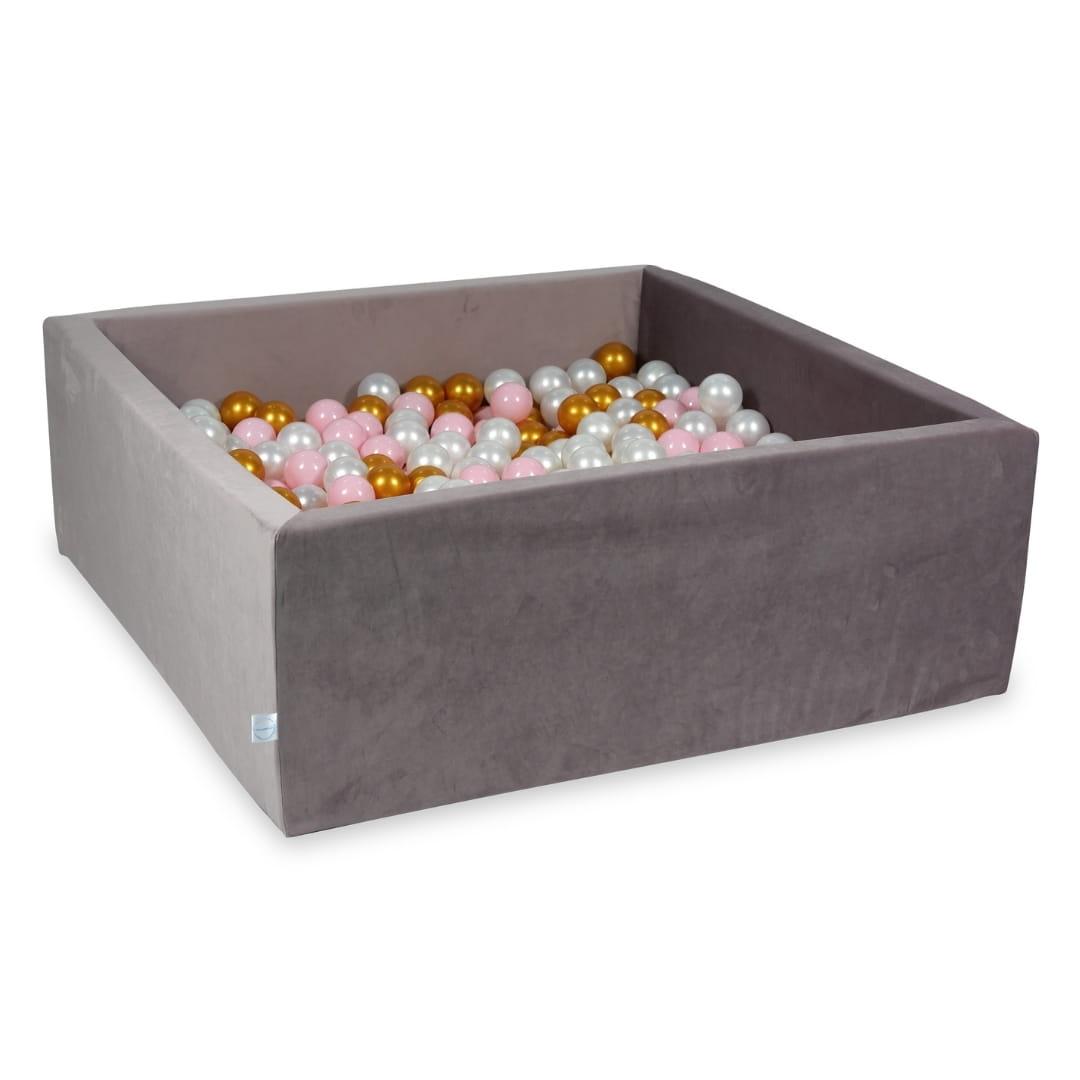 Ball Pit with balls 600pcs 110x110x40 velvet lilac: baby pink, pearl, gold