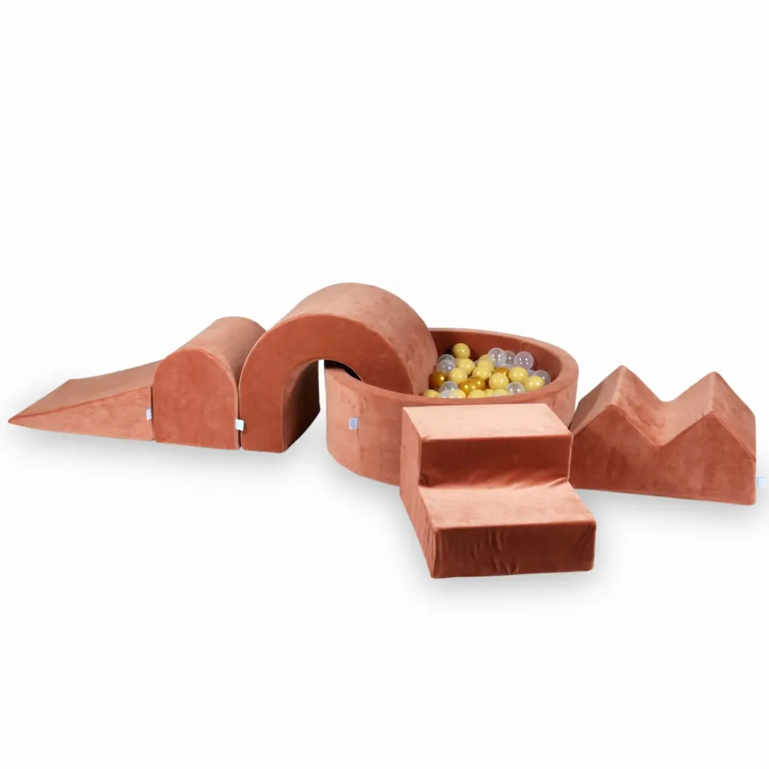 tp548-mimii-piankowy-plac-zabaw-z-basenem-90x30-Velvet-Soft-Canyon-Clay+5-elementów+200-piłek-przezroczyste-beżowe-złote.jpeg