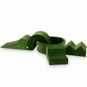 Piankowy plac zabaw z basenem okrągłym 90x30 Velvet Soft Oliwka + 5 elementów bez piłek