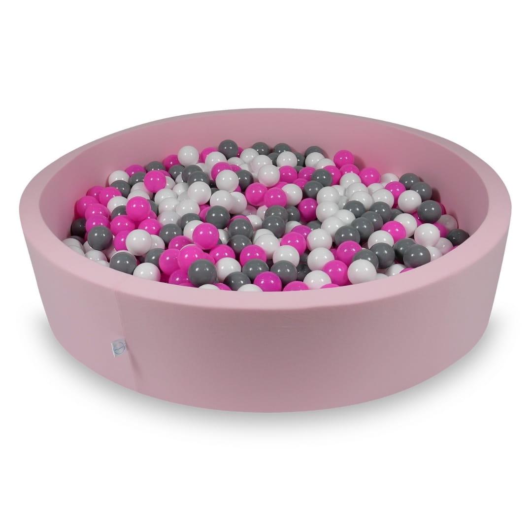 Bällebad  130x30cm Fuchsia mit Bällen 600 Stück: weiss, grau, rosa