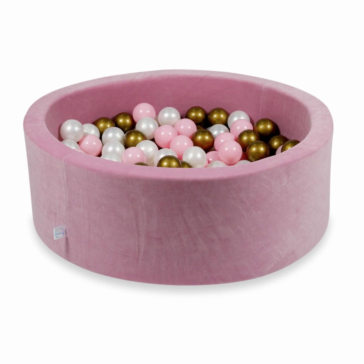 Ball Pit 90x30cm Velvet Soft Rose with balls 200pcs: pearl, old gold, baby pink