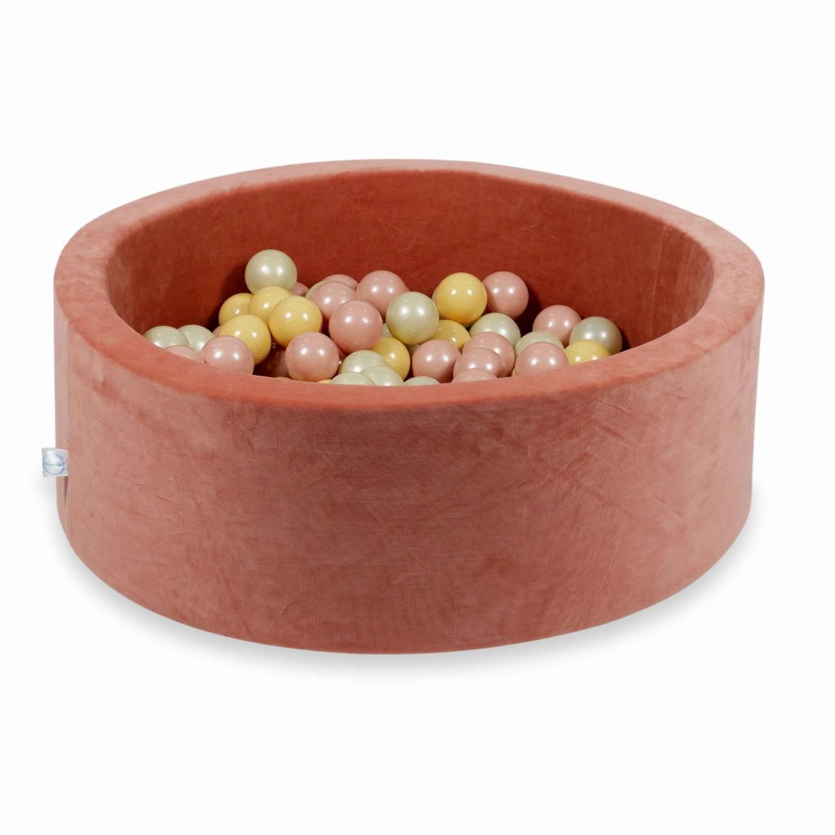 Ball Pit 90x30cm Velvet Soft Canyon Clay with balls 200pcs: rosegold, beige, light gold