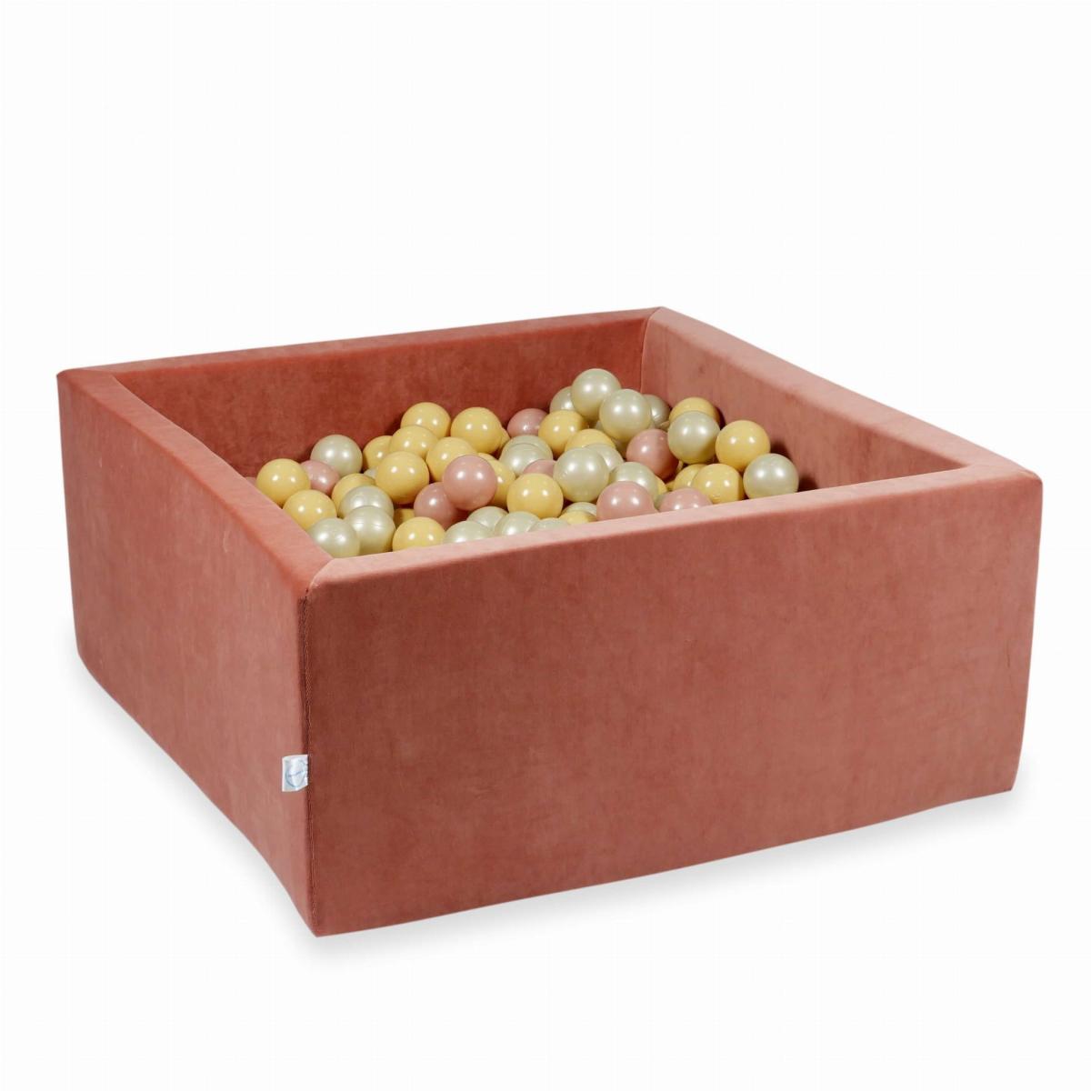 Ball Pit 90x90x40cm Velvet Soft Canyon Clay with balls 400pcs: rosegold, beige, light gold