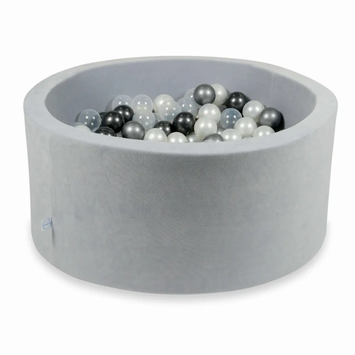 Suchy basen 90x40cm Velvet Soft Jasnoszary z piłeczkami 300szt: perłowe, przezroczyste, metaliczny grafit, srebrne