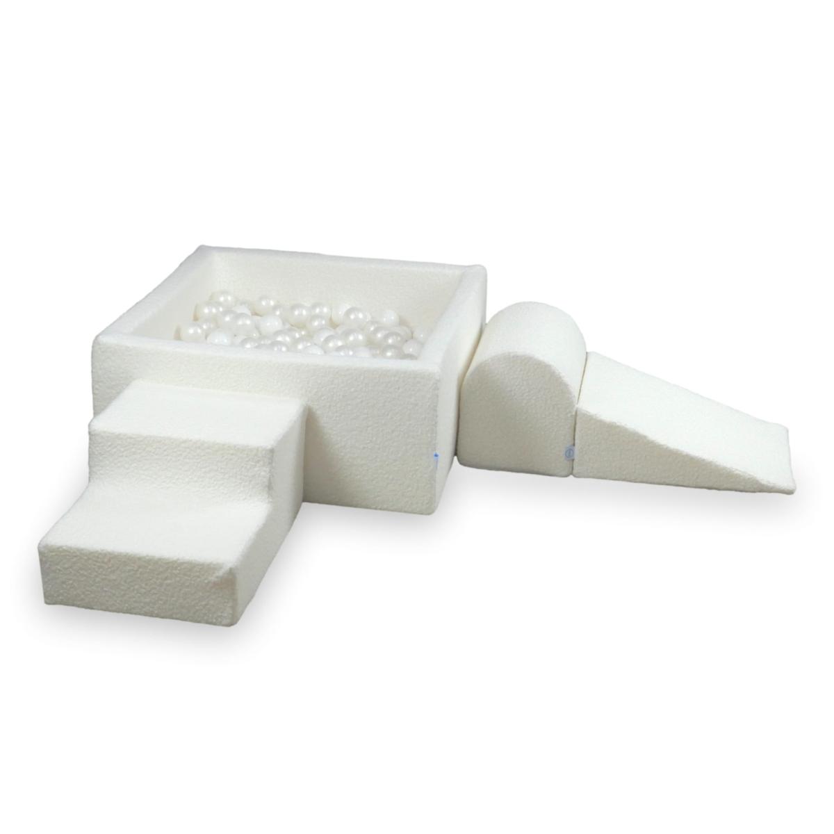 Foam playset with square pool 90x90x40 Boucle White + 400 balls: white, pearl