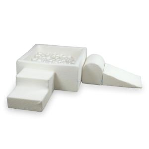 Piankowy plac zabaw z basenem 90x90x40 Boucle Biały 400 piłek: białe,perłowe