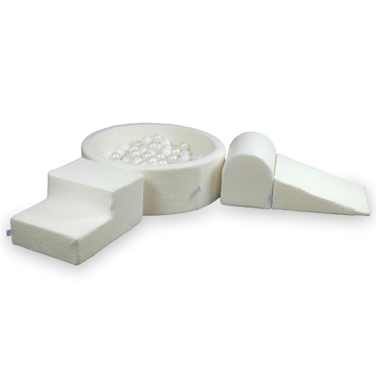 Foam playset with round pool 90x30 Boucle White + 200 balls: white, pearl
