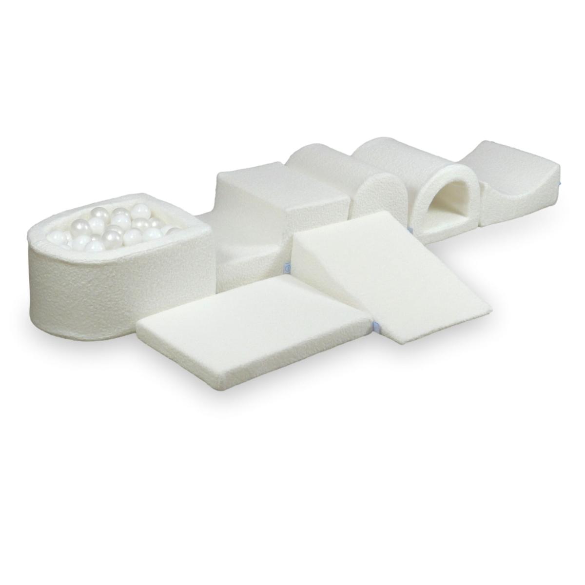 Biggest foam playset with micro pool Boucle White + 100 balls: white, pearl