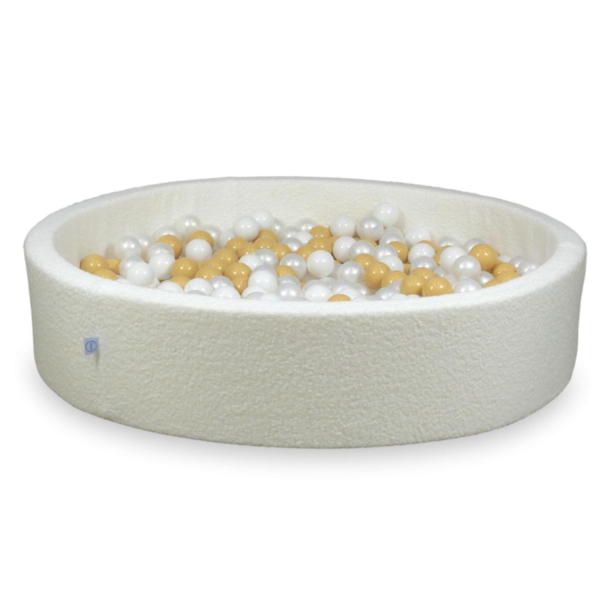 Ball Pit 130x30 Boucle White with balls 600 pcs: white, pearl, beige