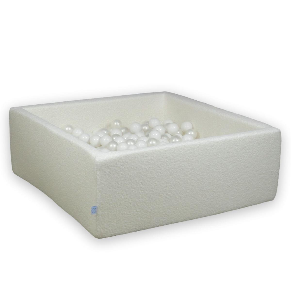 Ball Pit 110x110x40 Boucle White with balls 600 pcs: white, pearl