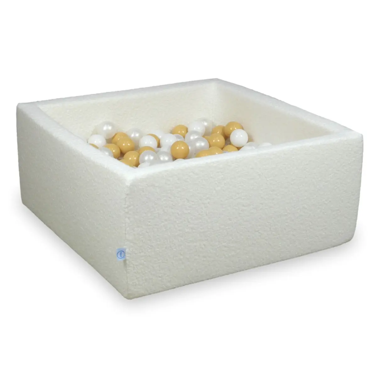 Ball Pit 90x90x40 Boucle White with balls 400 pcs: white, pearl, beige