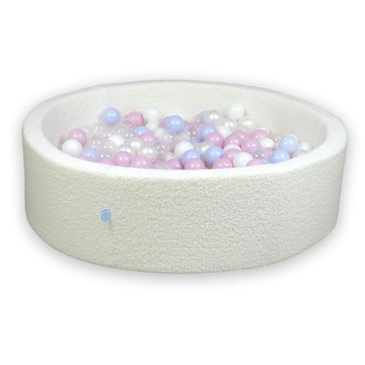 Ball Pit 110x30 Boucle White with balls 400 pcs: transparent, white, pearl, baby pink pearl, baby blue pearl