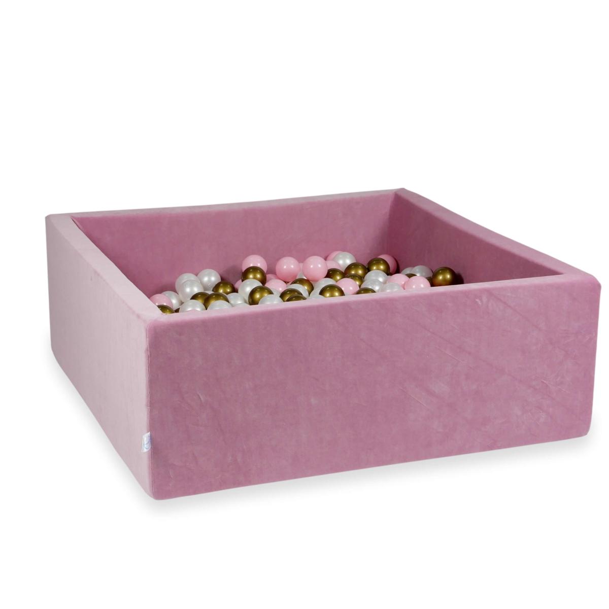 Ball Pit 110x110x40cm Velvet Soft Rose with balls 600pcs: pearl, old gold, baby pink