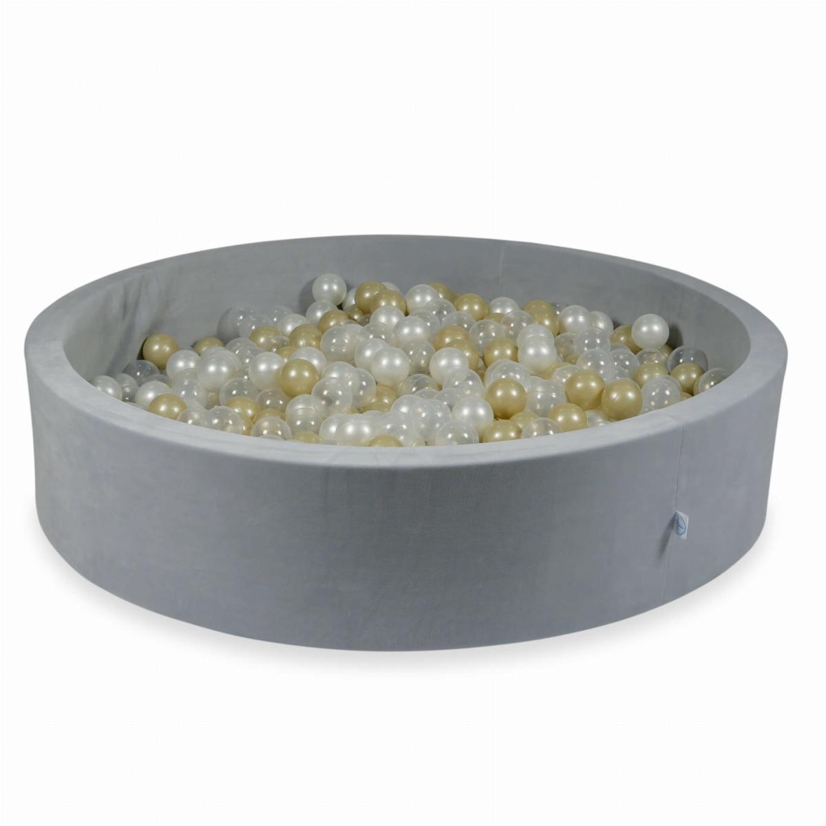 Ball Pit 130x30cm Velvet Soft Light Gray with balls 600pcs: transparent, light gold, pearl