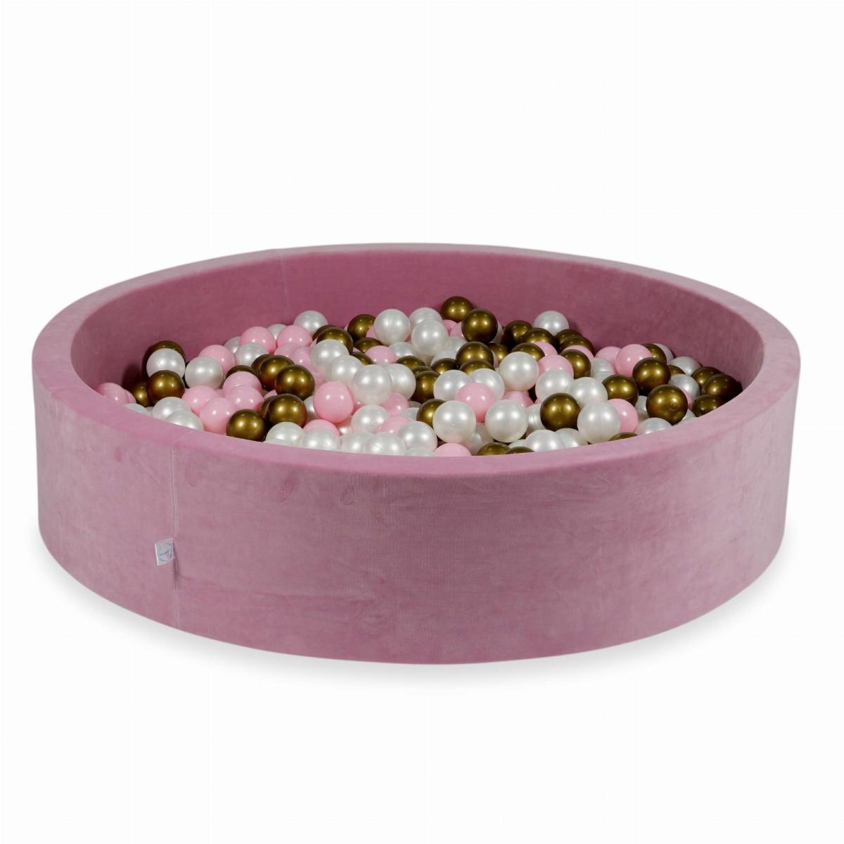 Ball Pit 130x30cm Velvet Soft Rose with balls 600pcs: pearl, old gold, baby pink