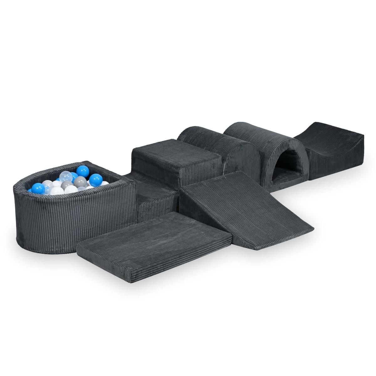Biggest foam playset with micro pool Corduroy Graphite + 100 balls: pearl, silver, baby pink pearl, baby blue pearl