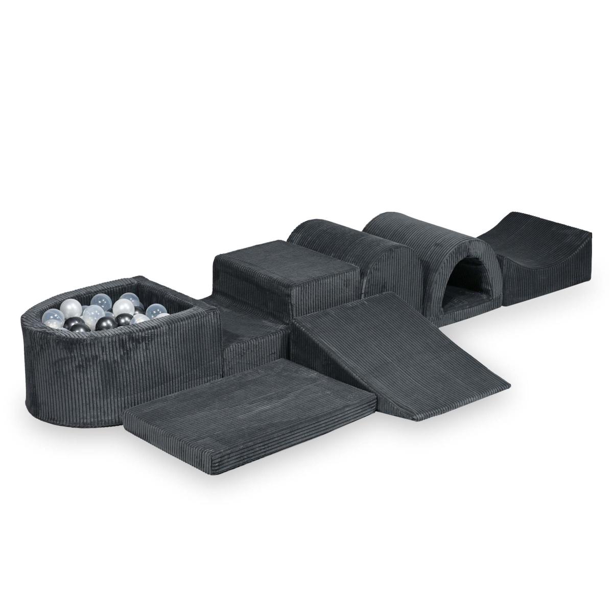 Biggest foam playset with micro pool Corduroy Graphite + 100 balls: transparent, pearl, metallic graphite