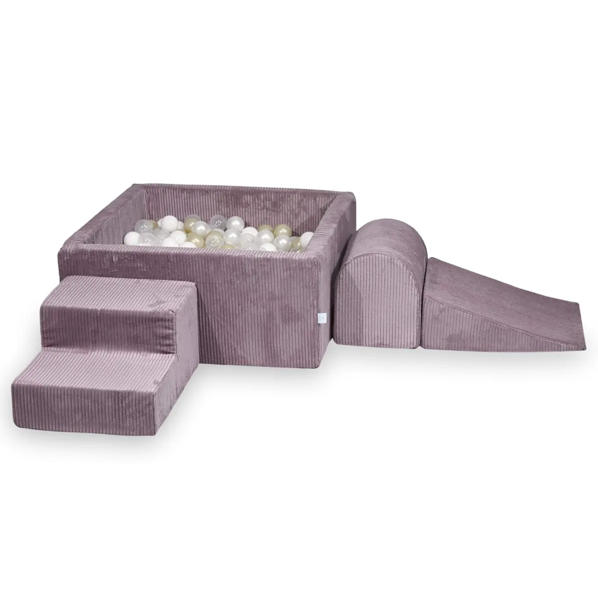 Piankowy plac zabaw z basenem 90x90x40 Sztruks Lavender 400 piłek: białe, perłowe, wrzosowe
