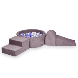 Piankowy plac zabaw z basenem 90x30 Sztruks Lavender 200 piłek: białe, perłowe, wrzosowe