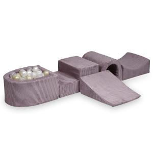 Piankowy plac zabaw z mostkiem Sztruks Lavender 100 piłek: przezroczyste, białe, perłowe, jasnozłote