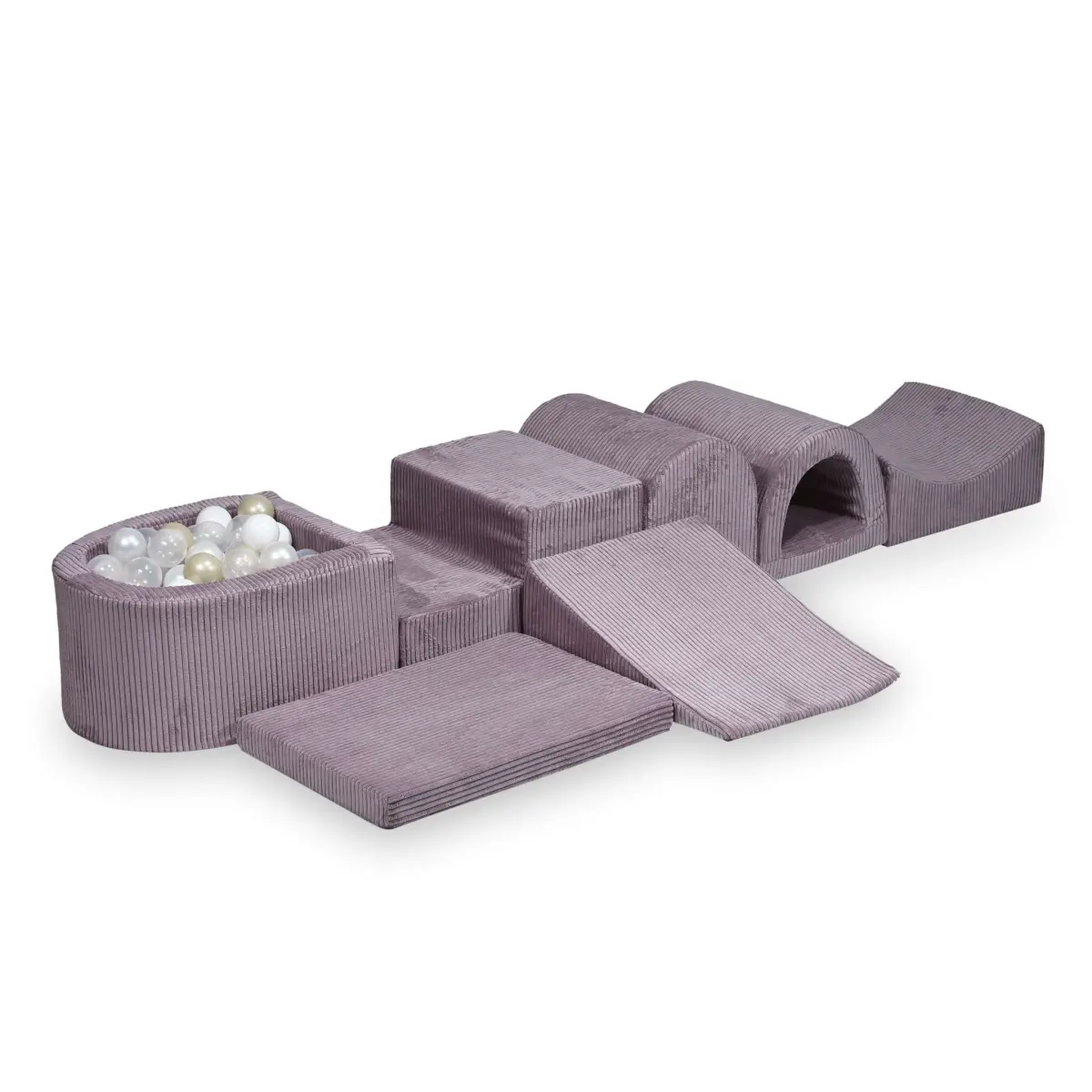 Biggest foam playset with micro pool Corduroy Lavender + 100 balls: transparent, white, pearl, light gold