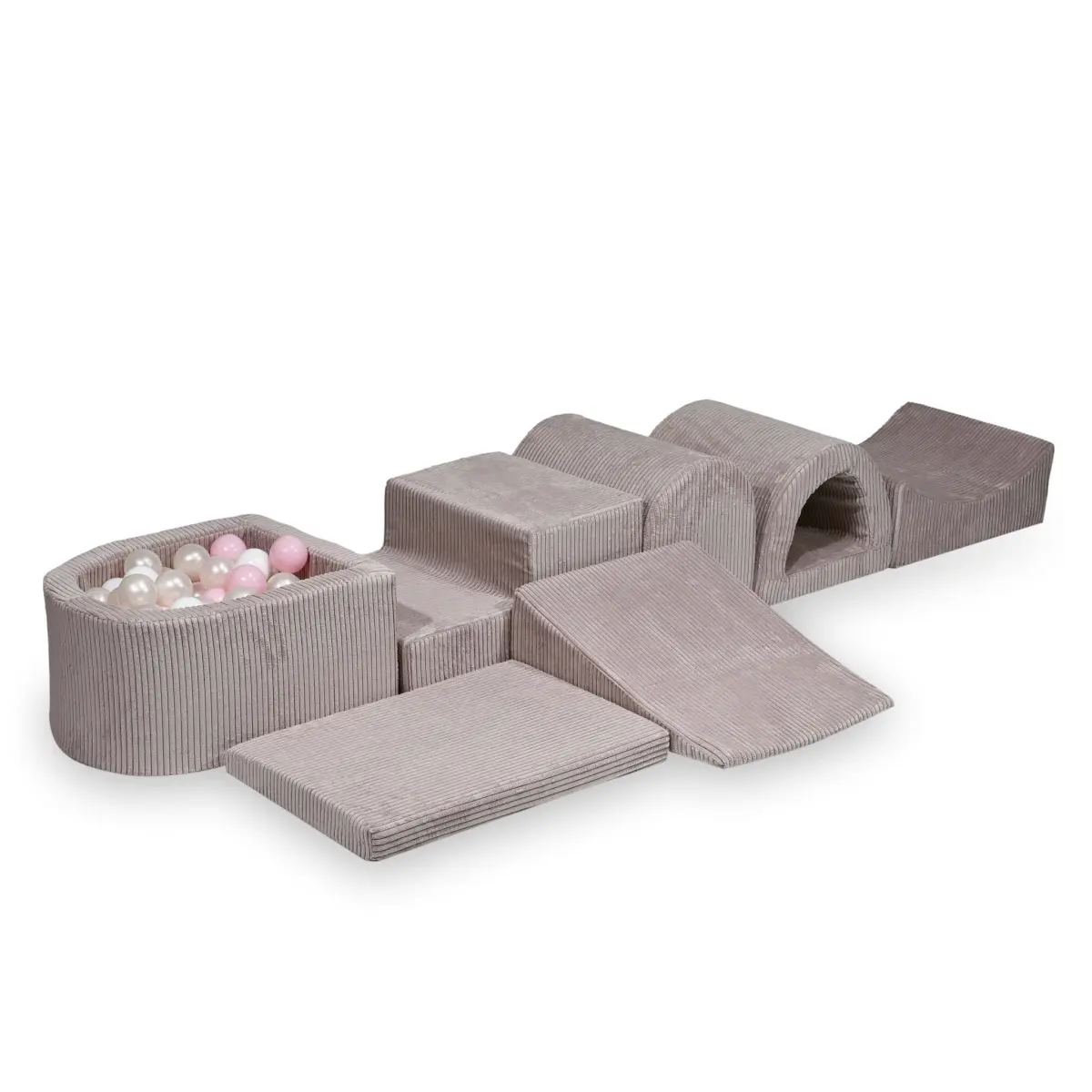 Biggest foam playset with micro pool Corduroy Light Pink + 100 balls: white, baby pink, mermaid effect