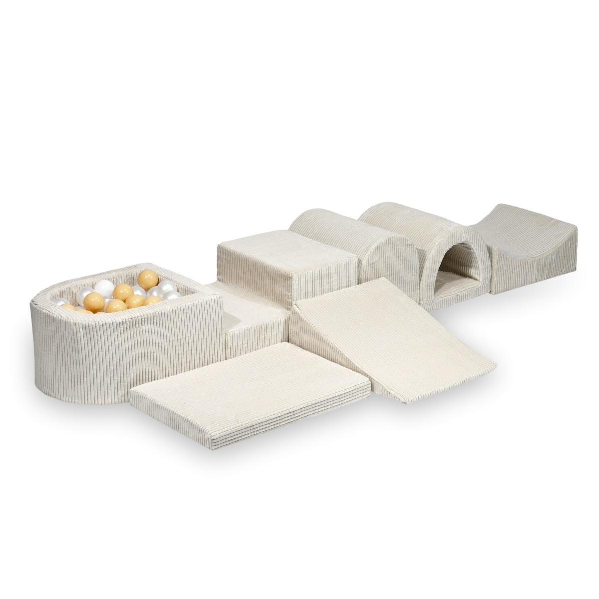 Biggest foam playset with micro pool Corduroy Beige + 100 balls: white, pearl, beige
