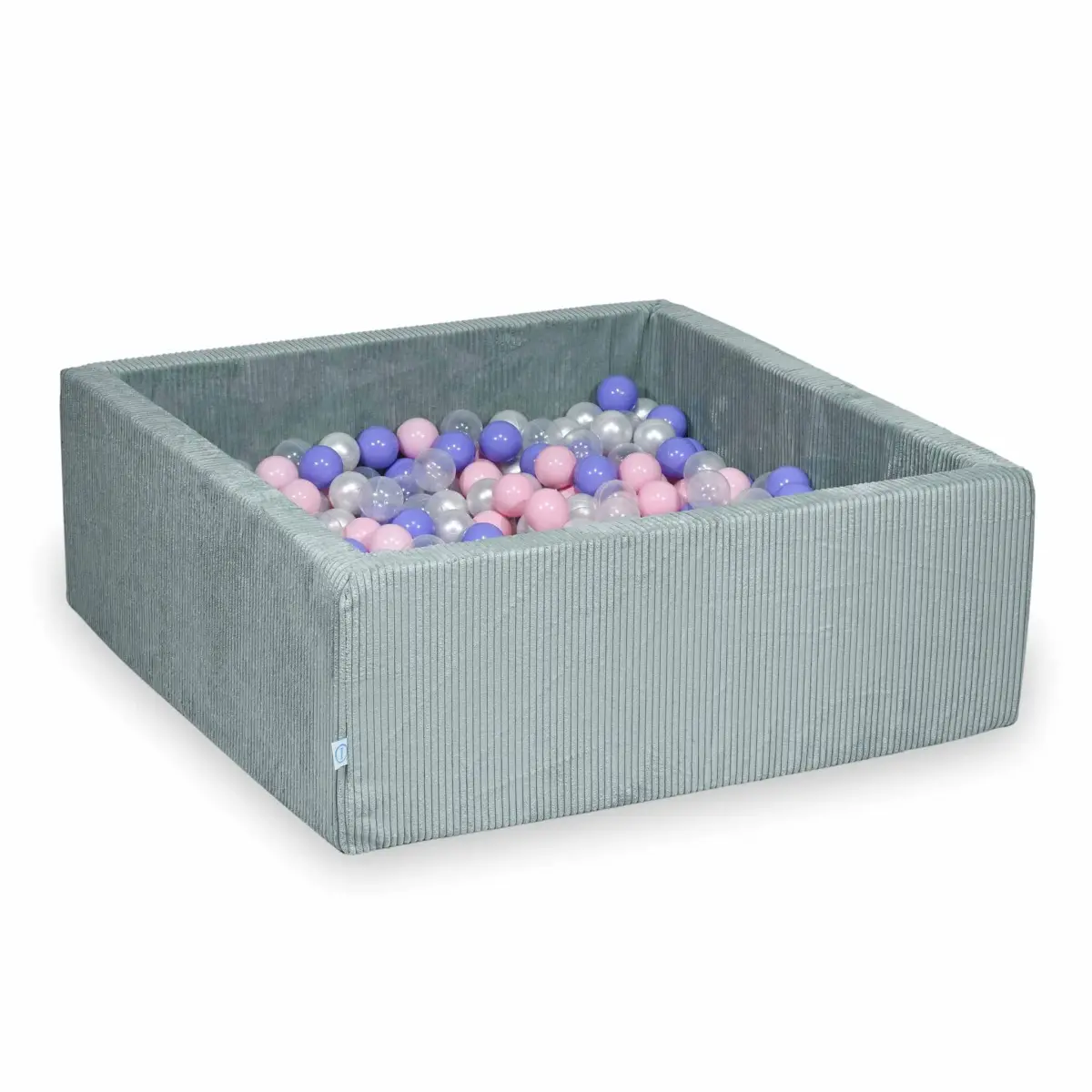 Suchy basen 110x110x40 Sztruks Jasna mięta 600 piłek: przezroczyste, perłowe, jasnoróżowe, wrzosowe