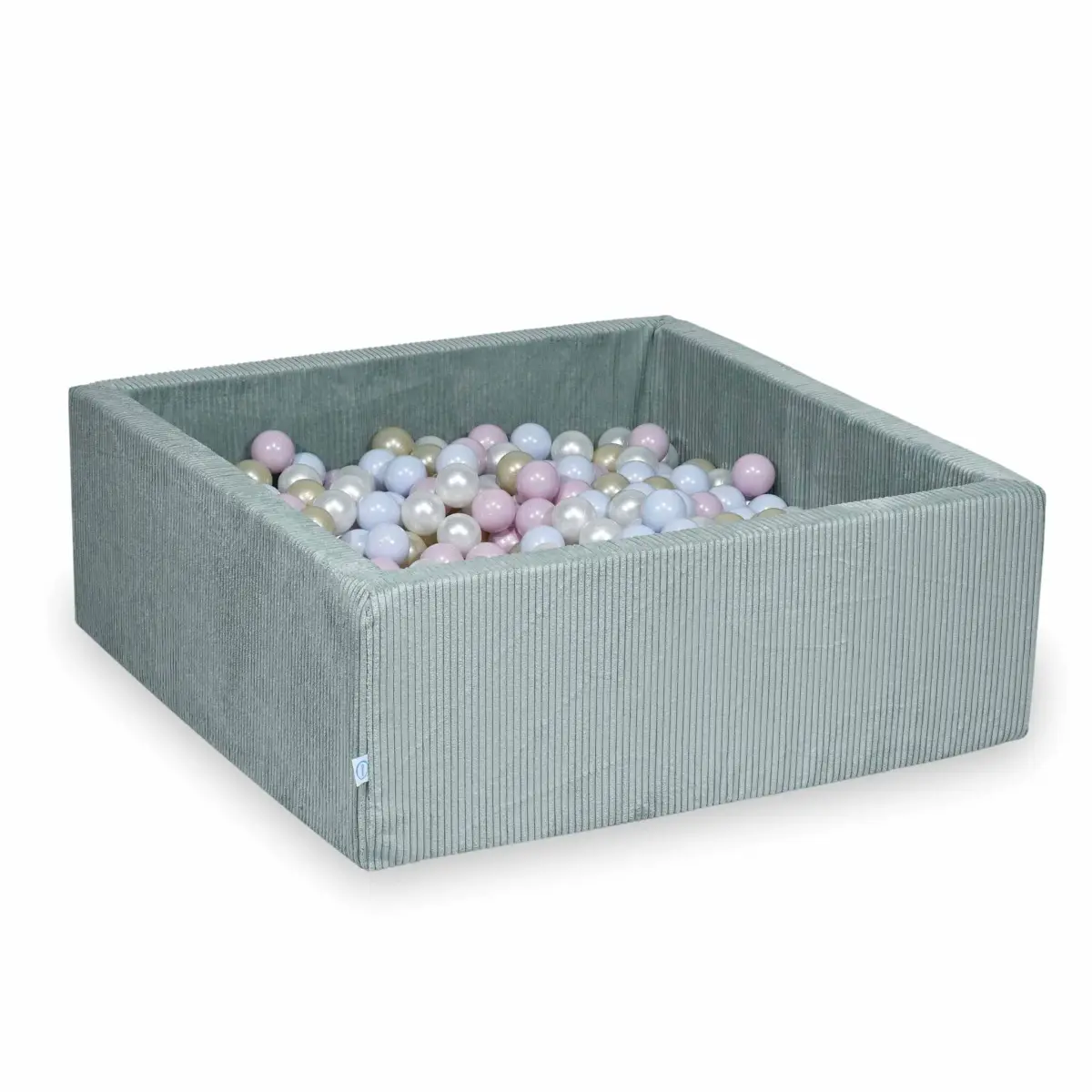 Suchy basen 110x110x40 Sztruks Jasna mięta 600 piłek: perłowe, jasnozłote, różowe jasne perłowe, błękitne jasne perłowe