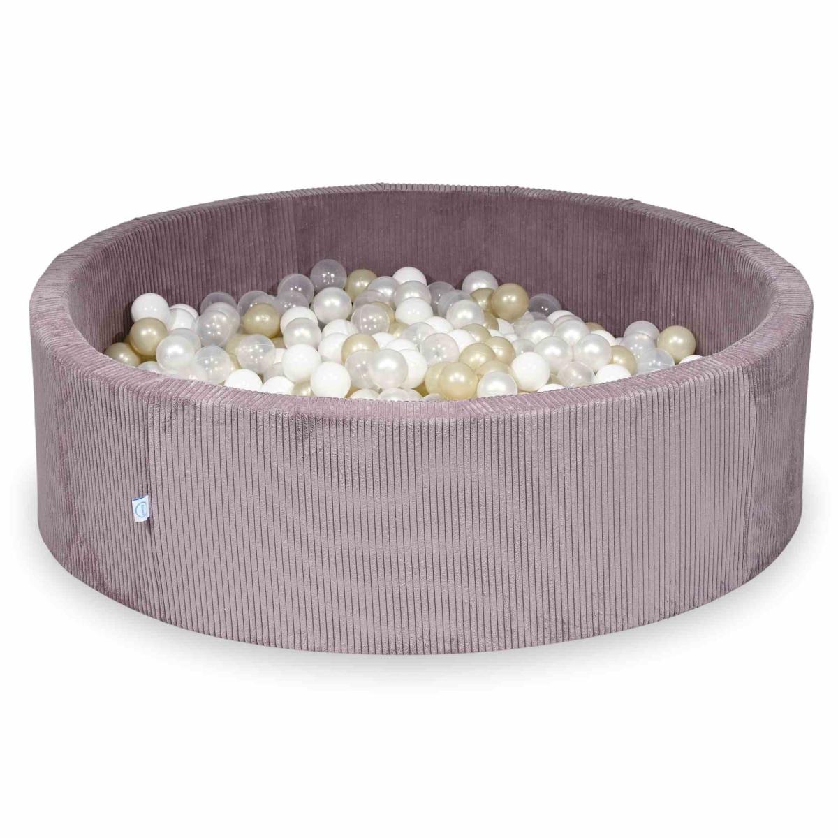 Suchy basen 130x40 Sztruks Lavender 700 piłek: przezroczyste, białe, perłowe, jasnozłote