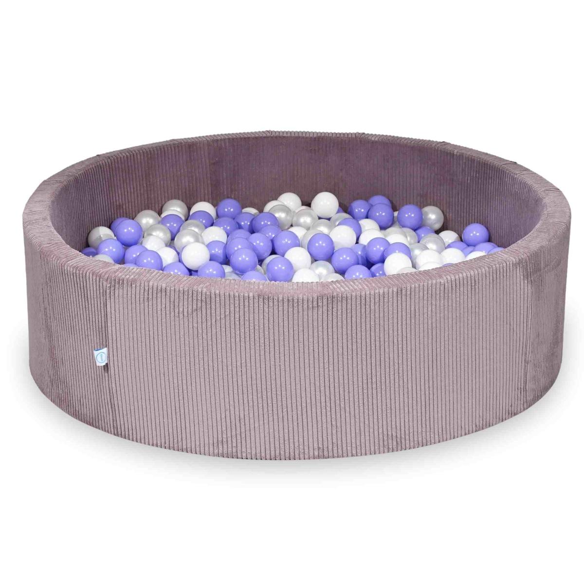 Suchy basen 130x40 Sztruks Lavender 700 piłek: białe, perłowe, wrzosowe