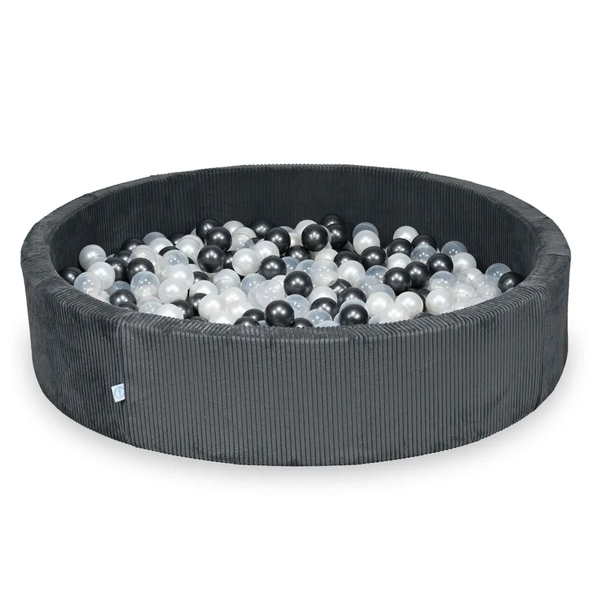Suchy basen 130x30 Sztruks Grafit 600 piłek: przezroczyste, perłowe, metaliczny grafit