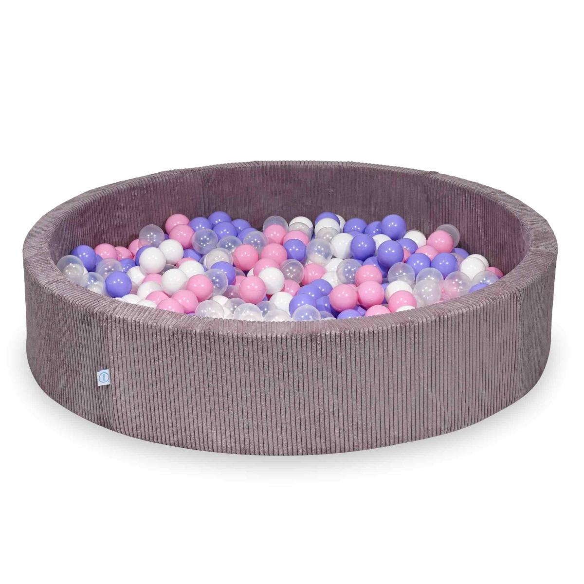 Suchy basen 130x30 Sztruks Lavender 600 piłek: przezroczyste, białe, pudrowy róż, wrzosowe