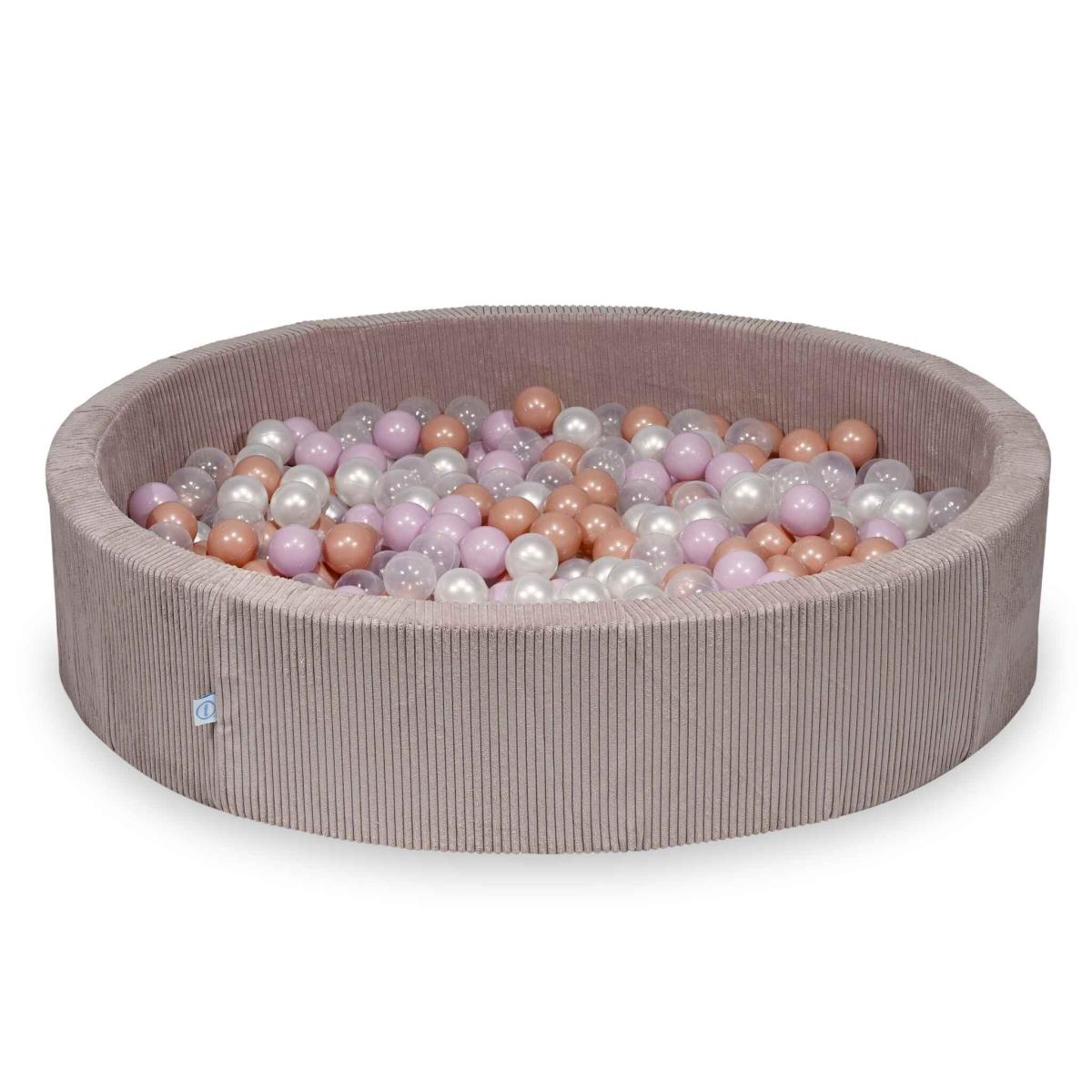 Suchy basen 130x30 Sztruks Jasny róż 600 piłek: przezroczyste, perłowe, różowe jasne perłowe, różowozłote