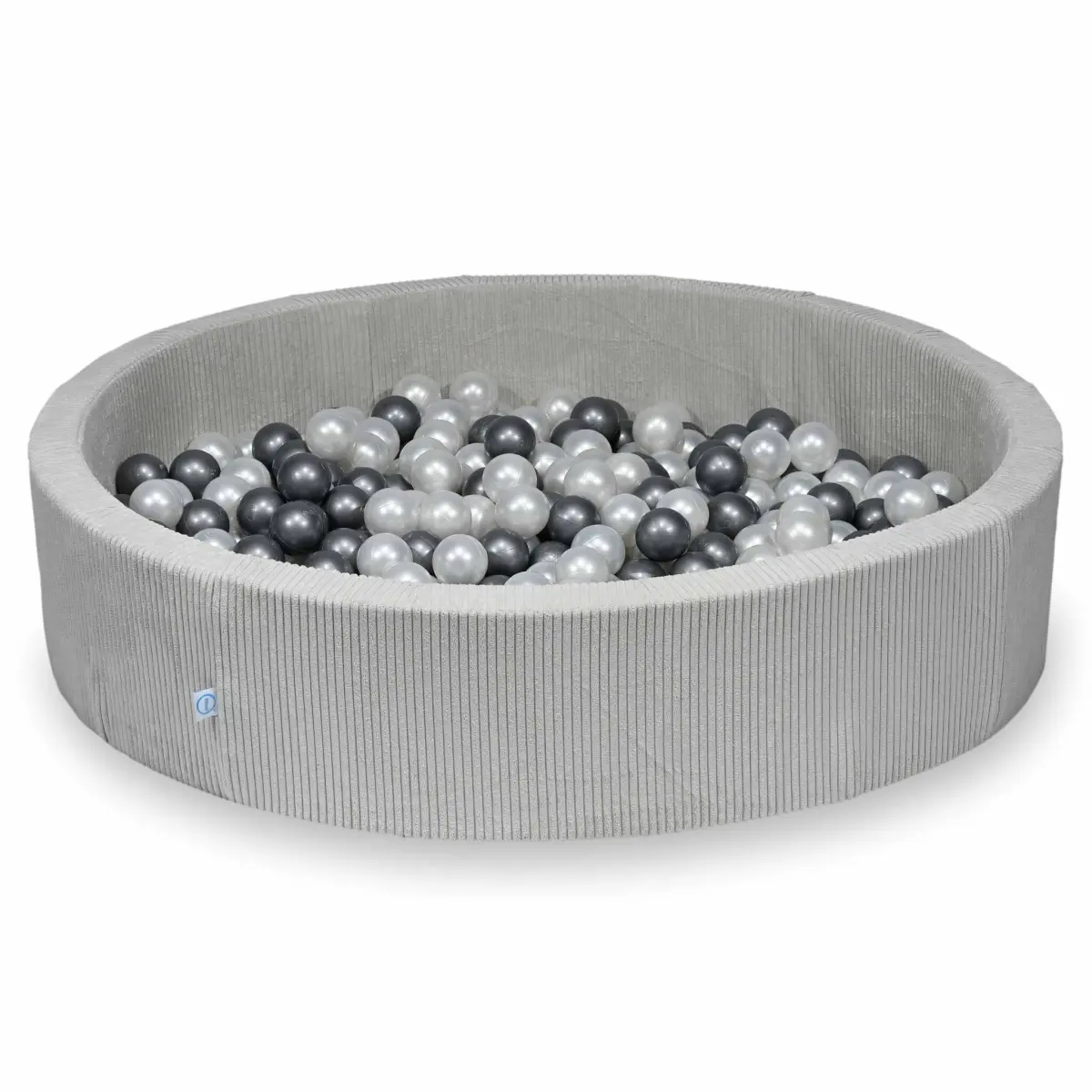 Suchy basen 130x30 Sztruks Szary 600 piłek: perłowe, srebrne