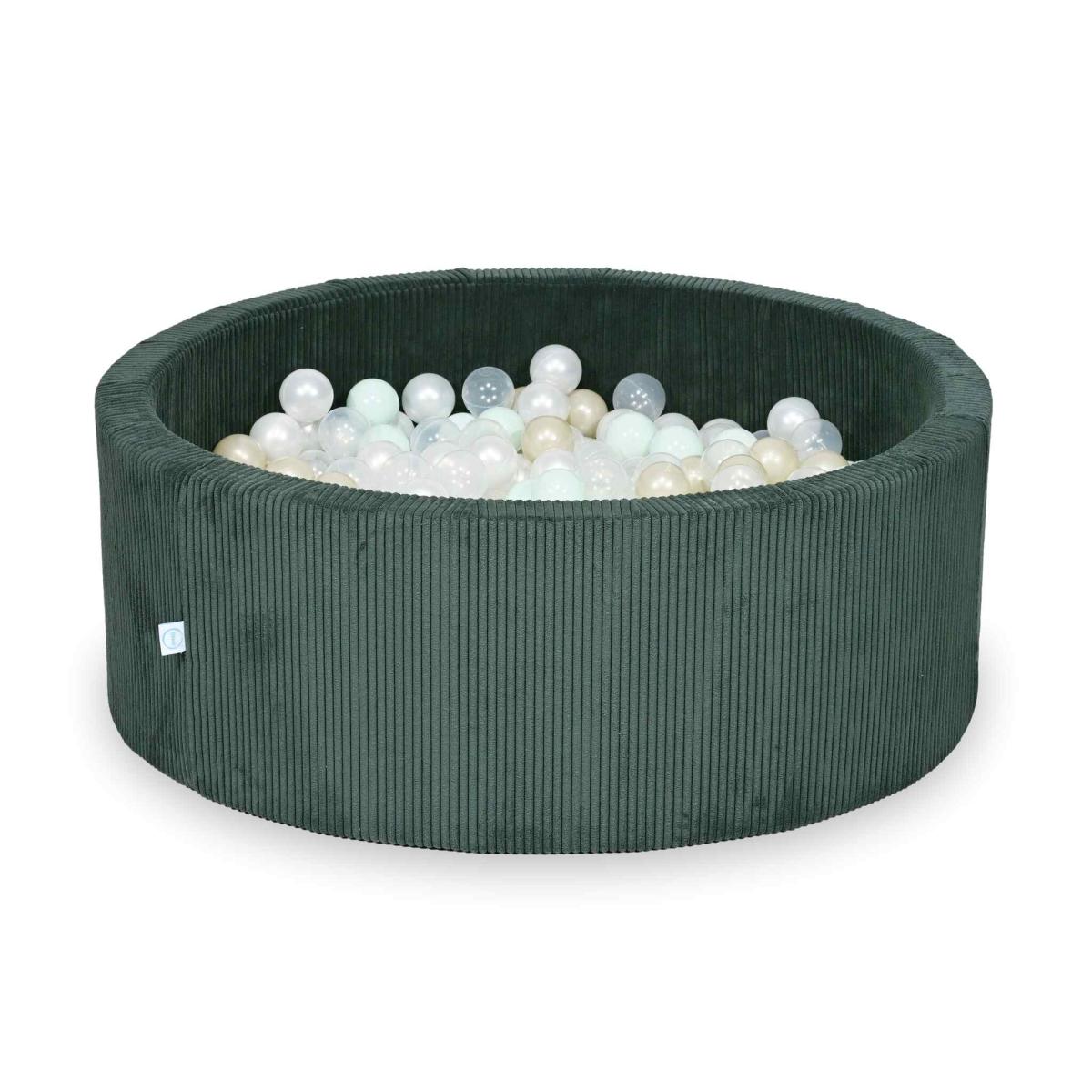 Ball Pit 110x40 Corduroy Green with balls 500 pcs:  transparent, pearl, light mint, light gold