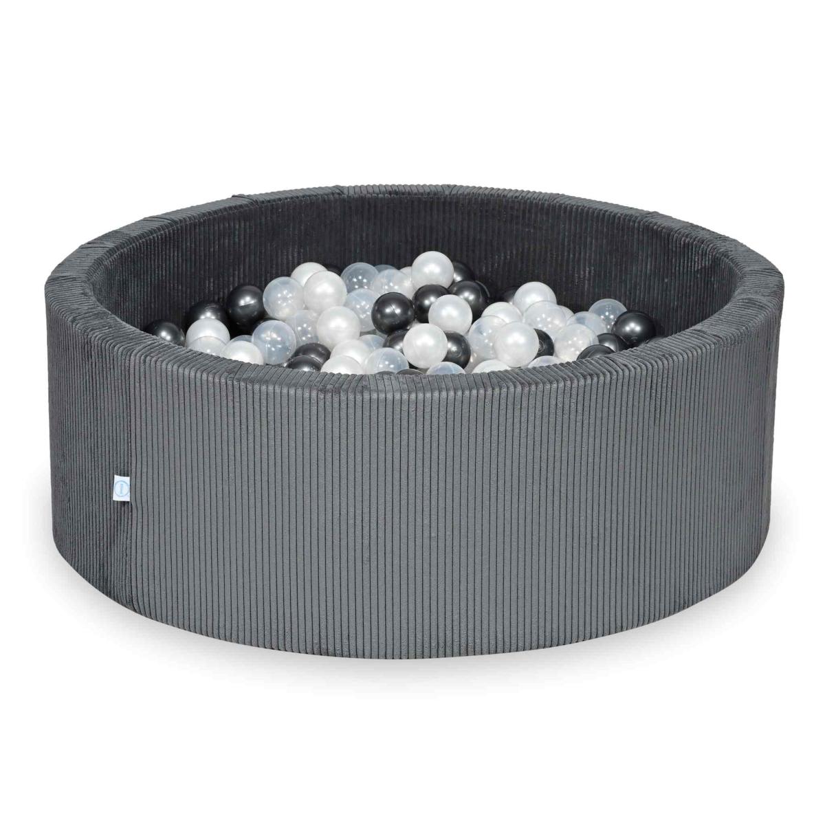 Ball Pit 110x40 Corduroy Graphite with balls 500 pcs: transparent, pearl, metallic graphite