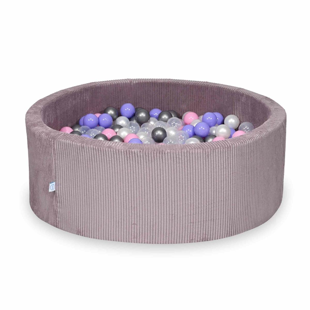 Ball Pit 110x40 Corduroy Lavender with balls 500 pcs: transparent, pearl, silver, powder pink, heather