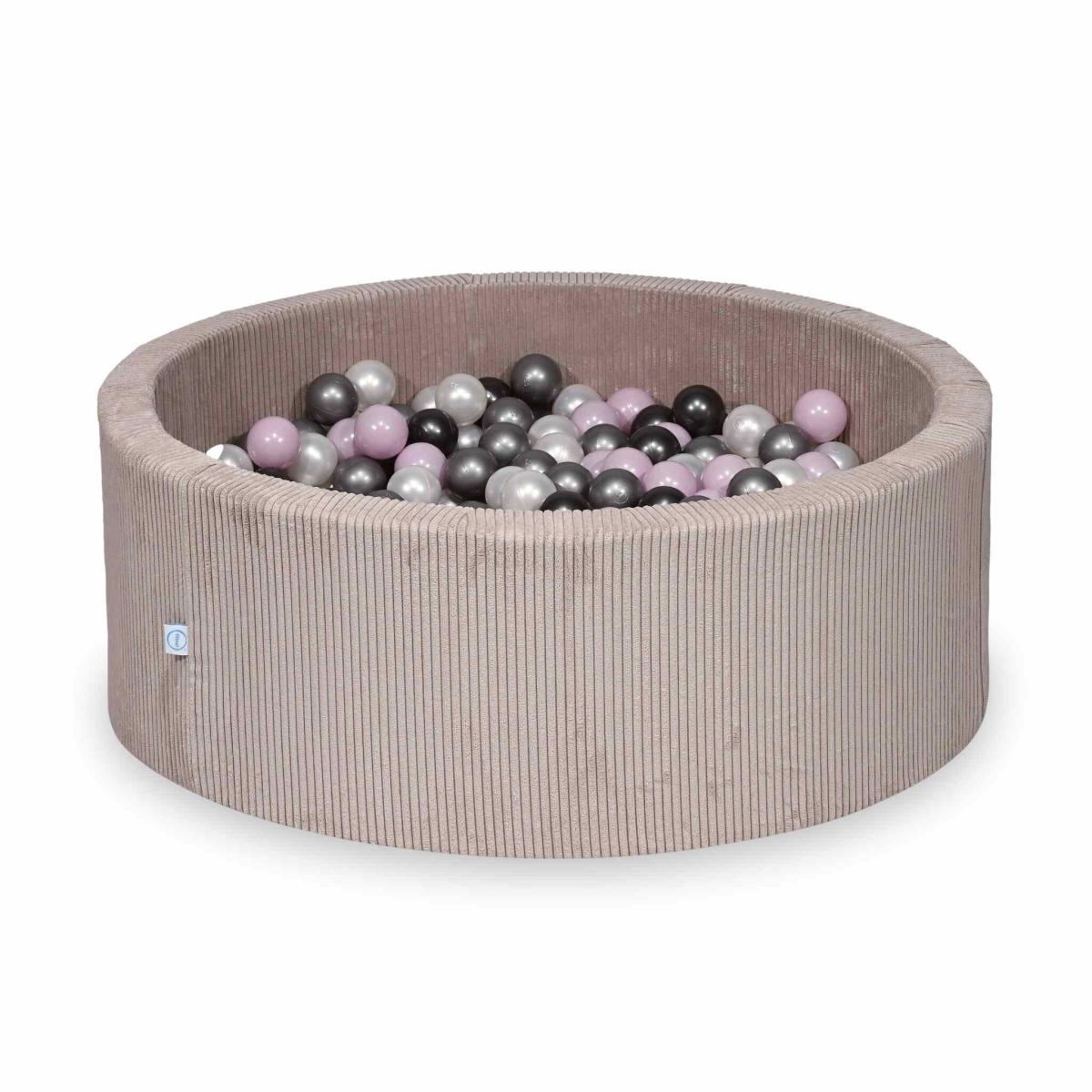 Ball Pit 110x40 Corduroy Light Pink with balls 500 pcs:  pearl, silver, baby pink pearl, metallic graphite