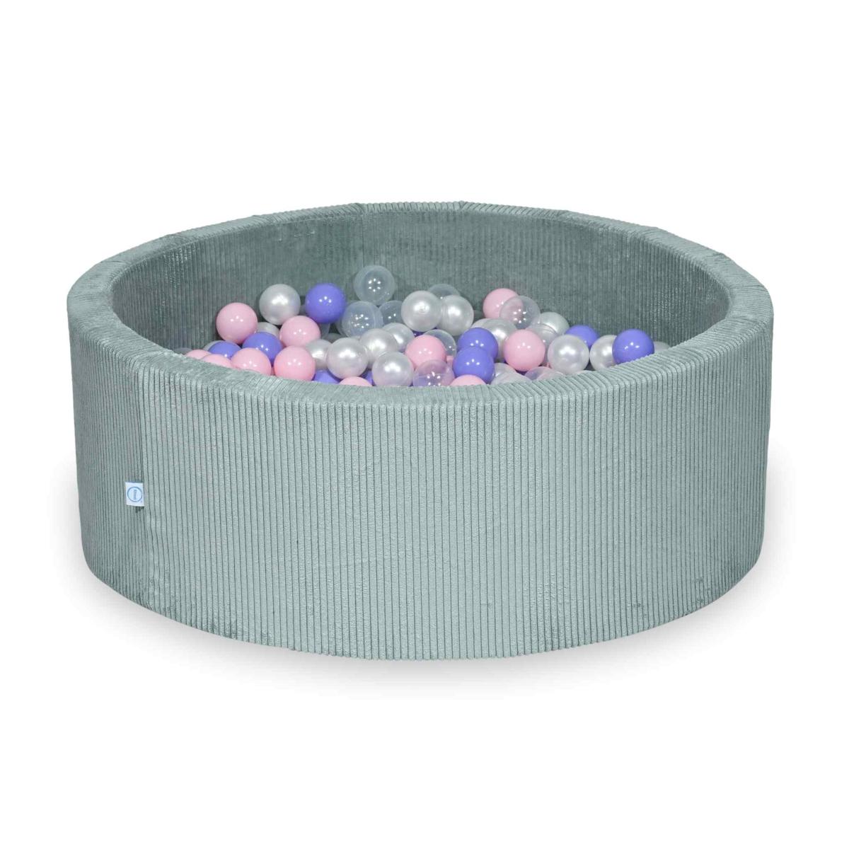 Ball Pit 110x40 Corduroy Light Mint  with balls 500 pcs:  transparent, pearl, baby pink, heather