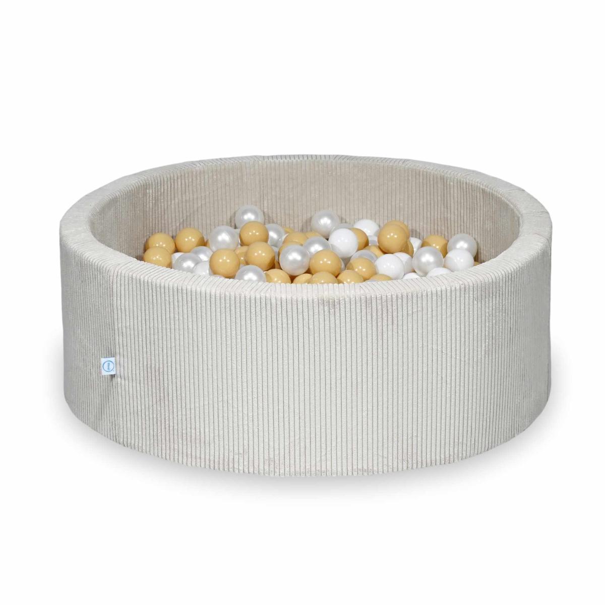 Ball Pit 110x40 Corduroy Beige  with balls 500 pcs: white, pearl, beige