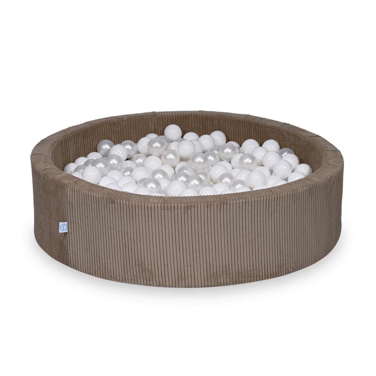 Suchy basen 110x30 Sztruks Toffee 400 piłek: białe, perłowe