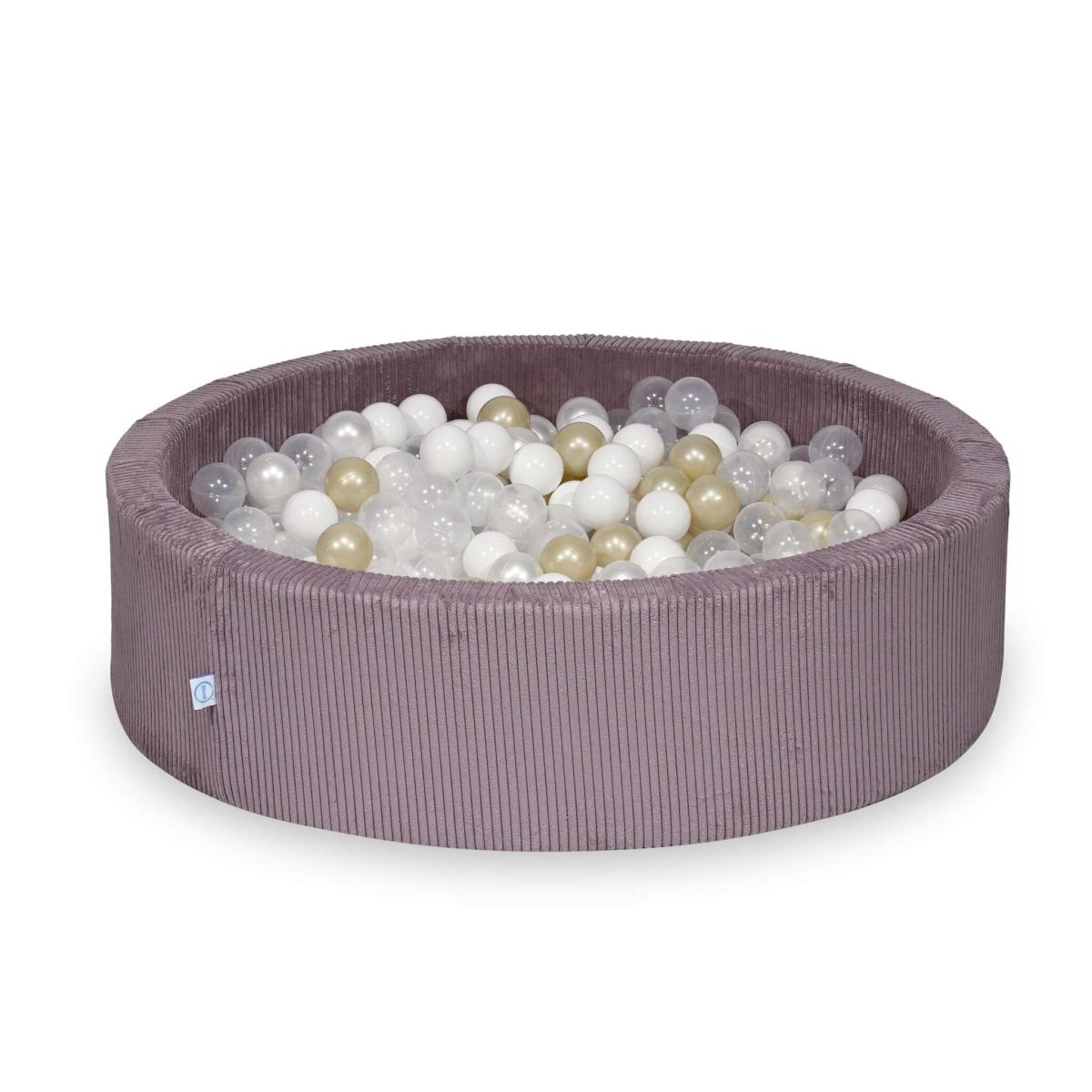 Suchy basen 110x30 Sztruks Lavender 400 piłek: przezroczyste, białe, perłowe, jasnozłote