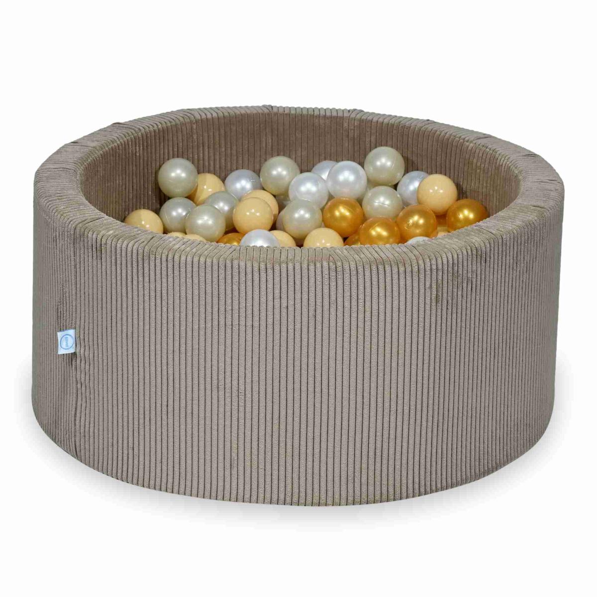 Suchy basen 90x40 Sztruks Toffee 300 piłek: perłowe, beżowe, złote, jasnozłote