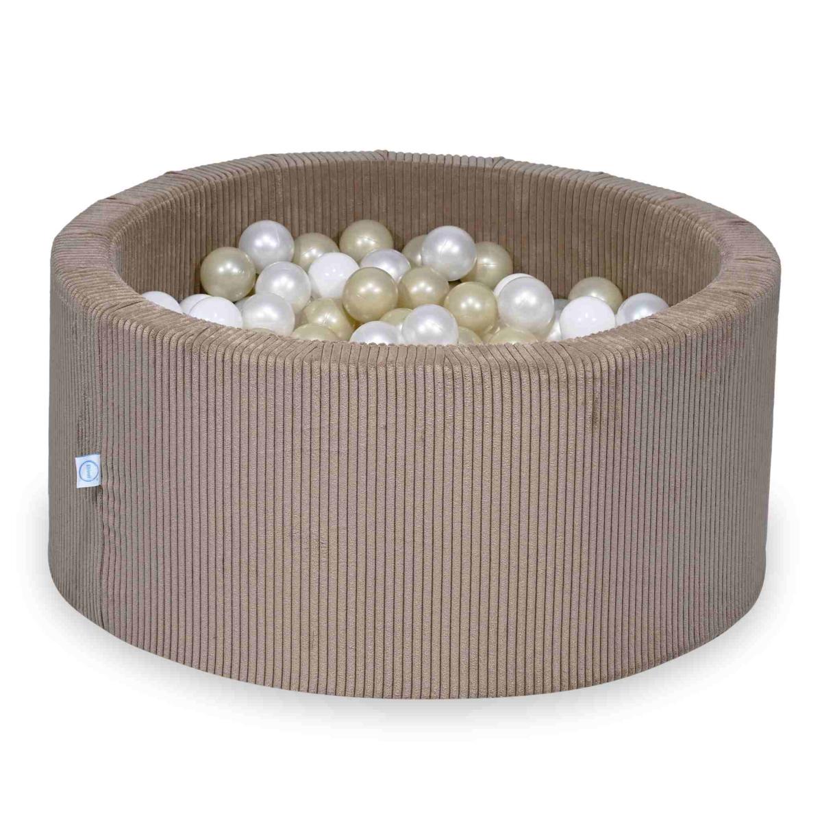 Suchy basen 90x40 Sztruks Toffee 300 piłek: białe, perłowe, jasnozłote