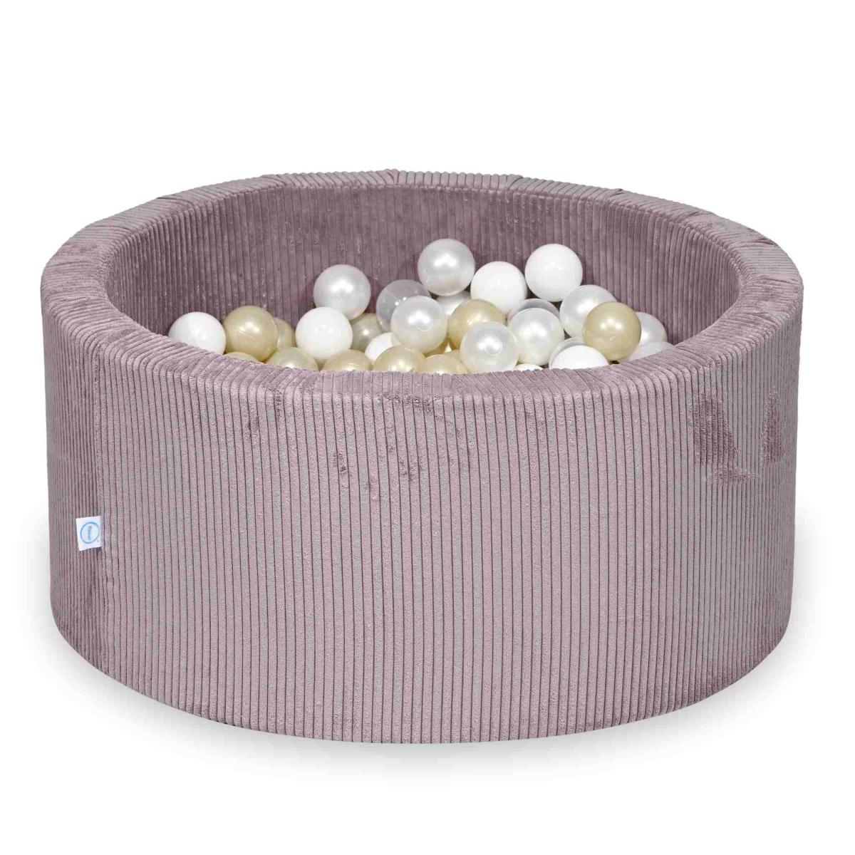 Suchy basen 90x40 Sztruks Lavender 300 piłek: przezroczyste, białe, perłowe, jasnozłote