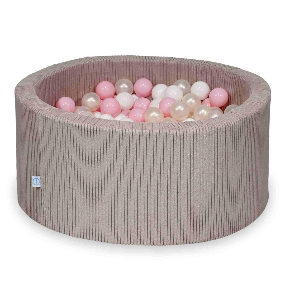 Suchy basen 90x40 Sztruks Jasny róż 300 piłek: białe, jasnoróżowe, opalizujące