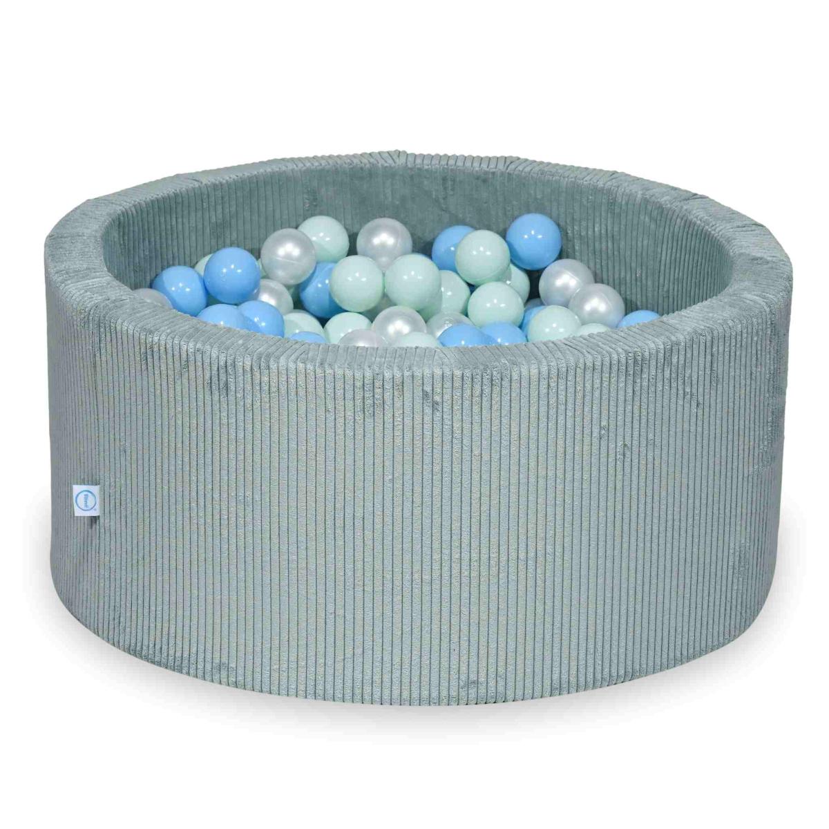 Suchy basen 90x40 Sztruks Jasna mięta 300 piłek: perłowe, jasnomiętowe, jasnobłękitne